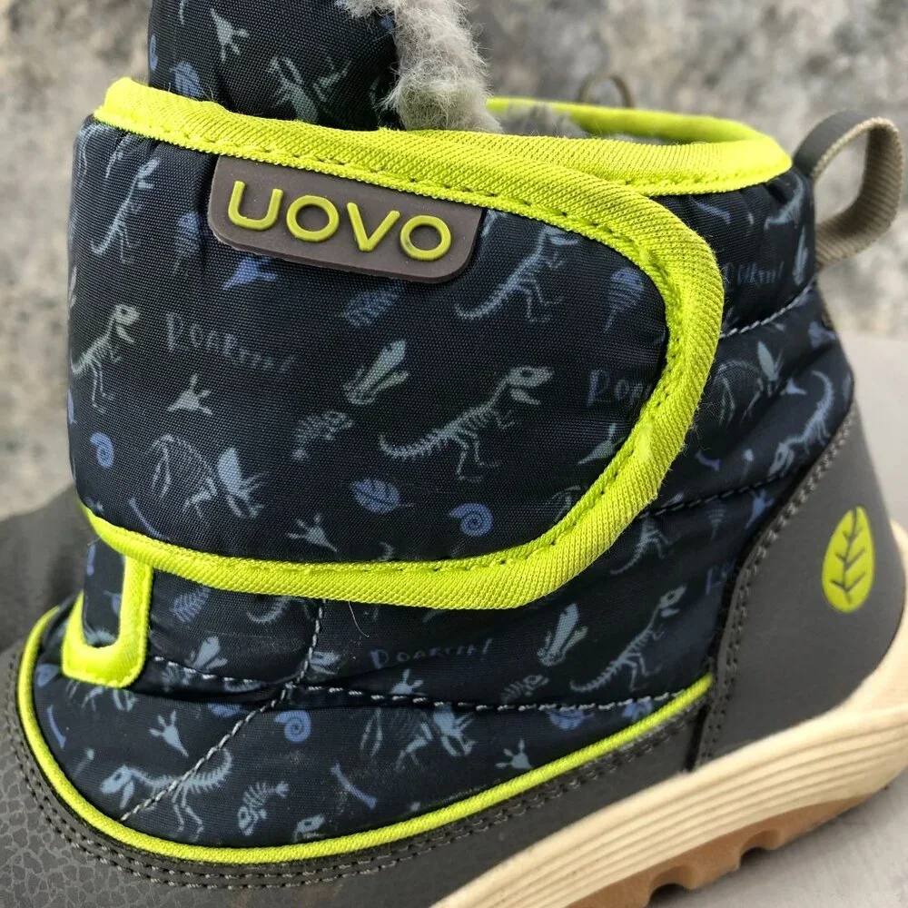 Uovo Kid's Size 33 Grey Lined Interior Hook & Loop Easy On Winter Ankle Boots